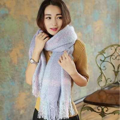 New autumn-winter scarf fresh sweet circle yarn knitting big plaid shawl