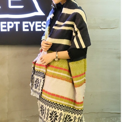Geometric pattern colorful scarf cashmere shawl