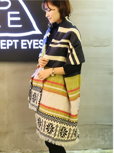 Geometric Pattern Colorful Scarf Cashmere Shawl
