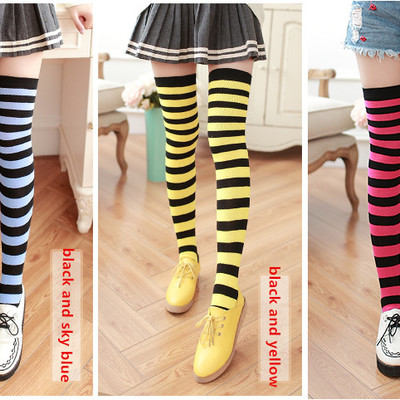Cosplay stripes knee socks bottoming