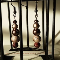 Chocolate and Grey Gunmetal Metallic Bead Earrings - Thumbnail 1