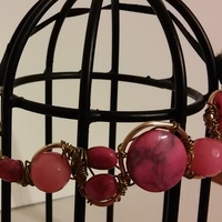 Gold Wired Bracelet with Natural Stones, with Black Ribbon Band - Thumbnail 4