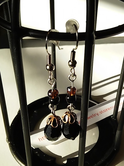 Goth Black Tear Droplet Filgree Earrings