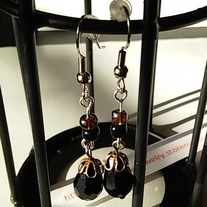 Goth Black Tear Droplet Filgree Earrings