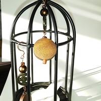 Wooden Beaded Brown/Bronze Celtic Cross Earrings - Thumbnail 2