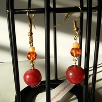 pink-orange marble earrings - Thumbnail 2