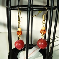 pink-orange marble earrings - Thumbnail 4