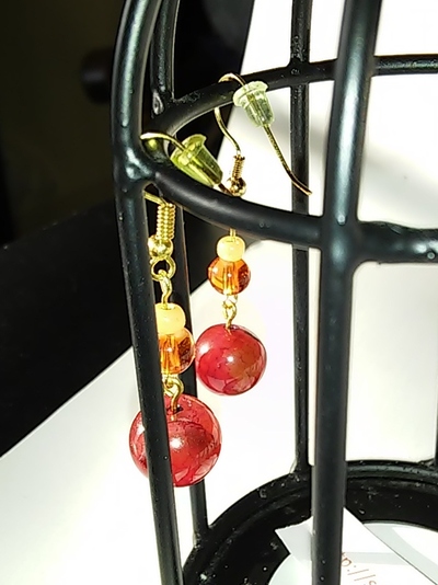 pink-orange marble earrings