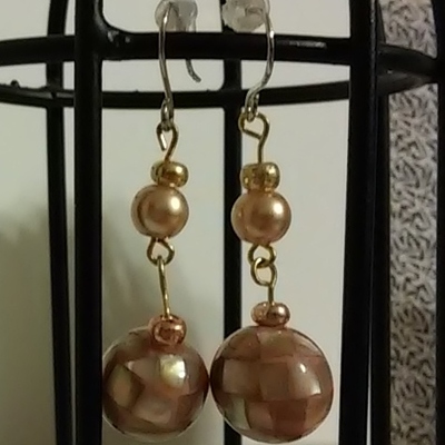 Sea shell disco ball creme earrings