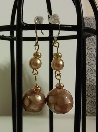 sea shell disco ball creme earrings