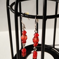red mini dangles silver hook - Thumbnail 2