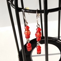 red mini dangles silver hook - Thumbnail 4