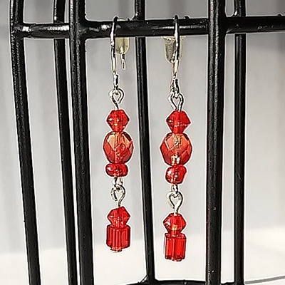 Red mini dangles silver hook