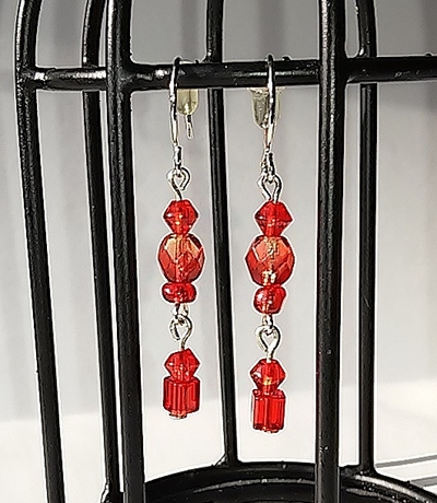 red mini dangles silver hook
