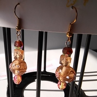 peach blown glass bead earrings - Thumbnail 2