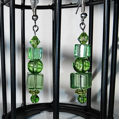 Green glass earrings