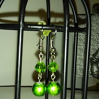 green cut glass and foil earrings - Thumbnail 2