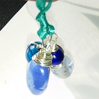 blue triple wire wrapped pendant necklace - Thumbnail 3