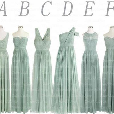 Popular cheap dusty green bridesmaid dress, mismatched bridesmaid dress,chiffon long bridesmaid dress, bd14088