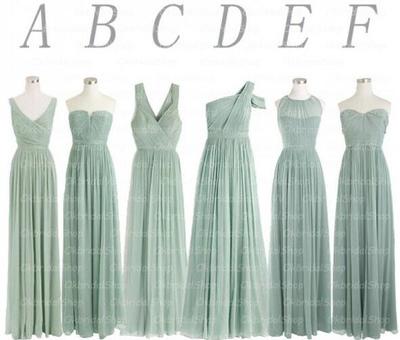 Popular Cheap Dusty green bridesmaid dress, Mismatched bridesmaid dress,Chiffon Long Bridesmaid Dress, BD14088
