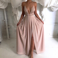 Simple A-line long prom dress,V-neck formal dresses - Thumbnail 1