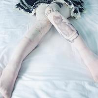 Sweat Bowknot Cat Print Pantyhose / Thigh High Tights - Thumbnail 2