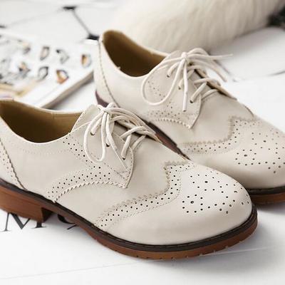Brogue oxford women flats shoes