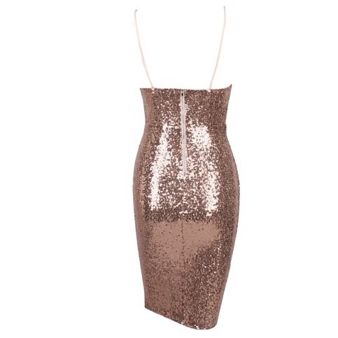 Gold Off Shoulder Sequined Bodycon Dress