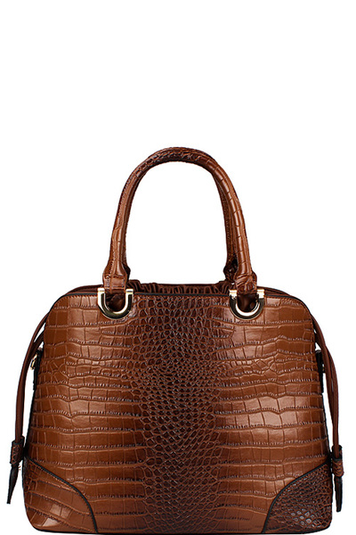 Designer Fashion Croco Style Satchel W/ Strap