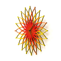 Fireworks I - 16" (41cm) / 23½" (59cm) large stylish wooden wall clock, sunburst clock in red / yellow - Thumbnail 3