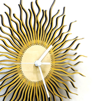 Shockhead - stylish wooden wall clock with glistening golden paint - Thumbnail 5