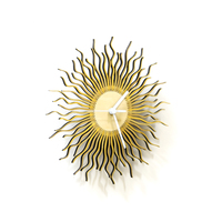 Shockhead - stylish wooden wall clock with glistening golden paint - Thumbnail 2