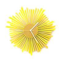 The Sun - stylish organic yellow / golden wooden wall clock, a piece of wall art - Thumbnail 1