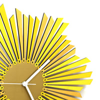 The Sun - stylish organic yellow / golden wooden wall clock, a piece of wall art - Thumbnail 6