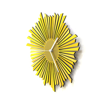 The Sun - stylish organic yellow / golden wooden wall clock, a piece of wall art - Thumbnail 5