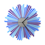The Moon - stylish blue / purple / silver wooden wall clock with sunburst pattern, a piece of wall art-1