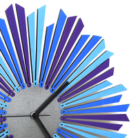 The Moon - stylish blue / purple / silver wooden wall clock with sunburst pattern, a piece of wall art - Thumbnail 4