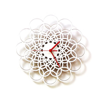 Rings white - modern geometric wall clock made of laser cut plywood - Thumbnail 1