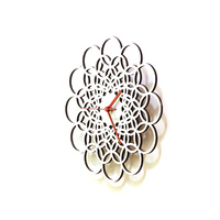 Rings white - modern geometric wall clock made of laser cut plywood - Thumbnail 3