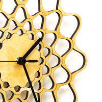 Embroidery - contemporary modern wall clock made of natural laser cut plywood - Thumbnail 4