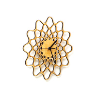 Embroidery - contemporary modern wall clock made of natural laser cut plywood - Thumbnail 2