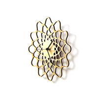 Embroidery - contemporary modern wall clock made of natural laser cut plywood - Thumbnail 3