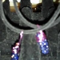 Purple/Indigo "Blue Goldstone" Pendant Ribbon Necklace - Thumbnail 3
