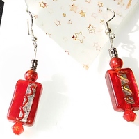 Red Glass Rectangle Squiggles - Thumbnail 2