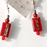 Red Glass Rectangle Squiggles - Thumbnail 1