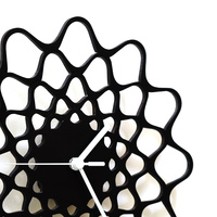 Embroidery black - contemporary modern wall clock made of wood, a wooden wall art - Thumbnail 4