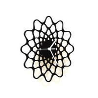 Embroidery black - contemporary modern wall clock made of wood, a wooden wall art - Thumbnail 2