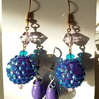 blue rhinestone purple bauble dangle - Thumbnail 2