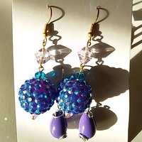 blue rhinestone purple bauble dangle - Thumbnail 3