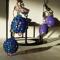 blue rhinestone purple bauble dangle - Thumbnail 4